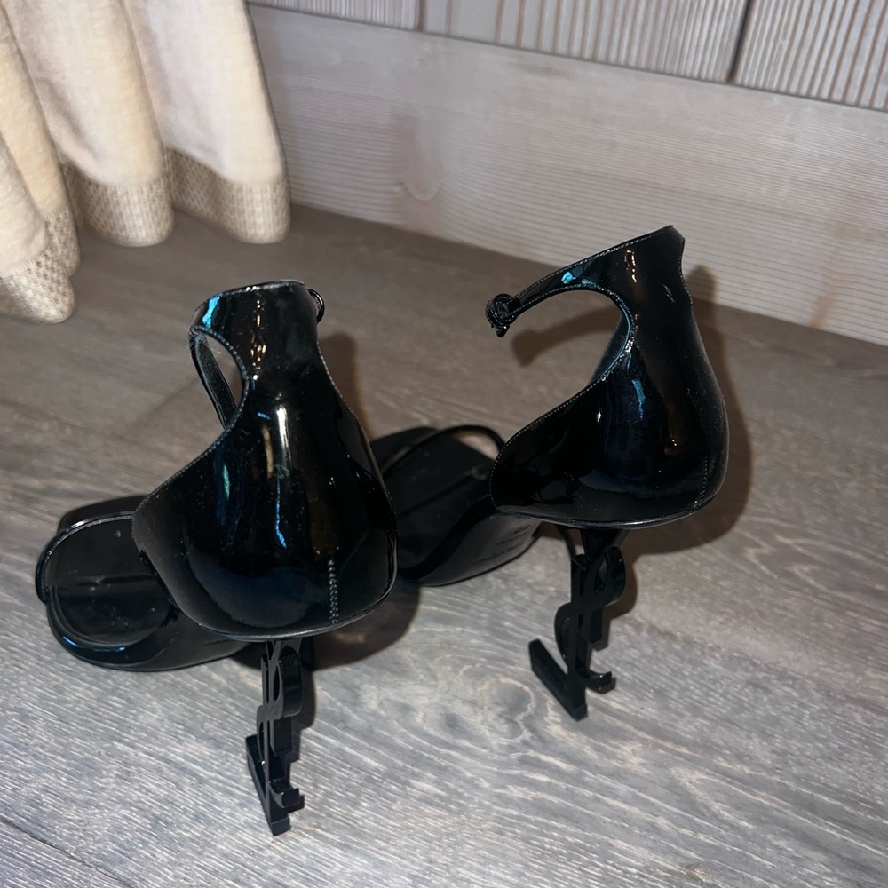 YSL opyum saint laurent heel sandals all black size 40 - Picture 4 of 5